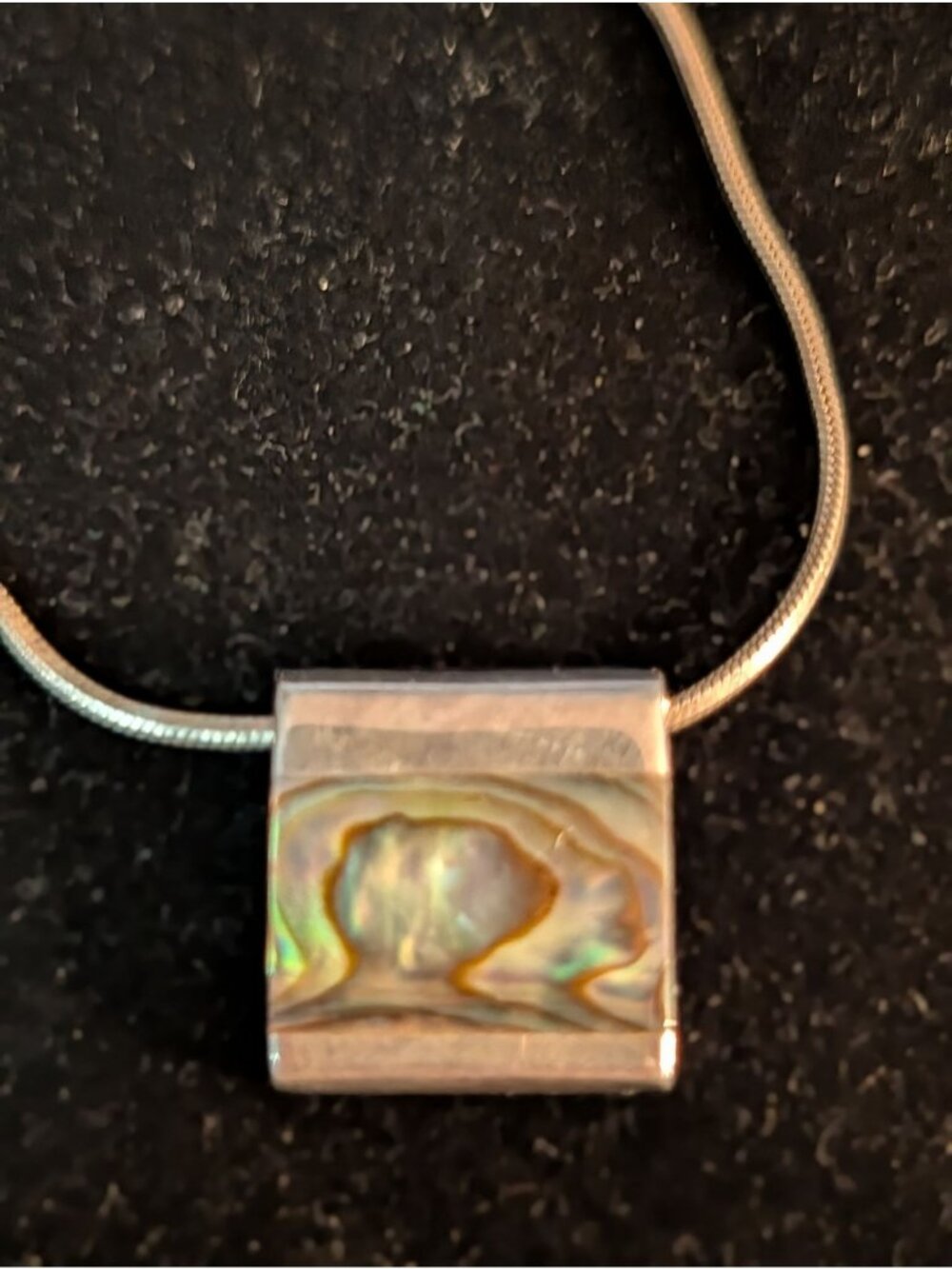 Sterling Silver 925 Necklace Abalone Shell Pendant 24 Inch